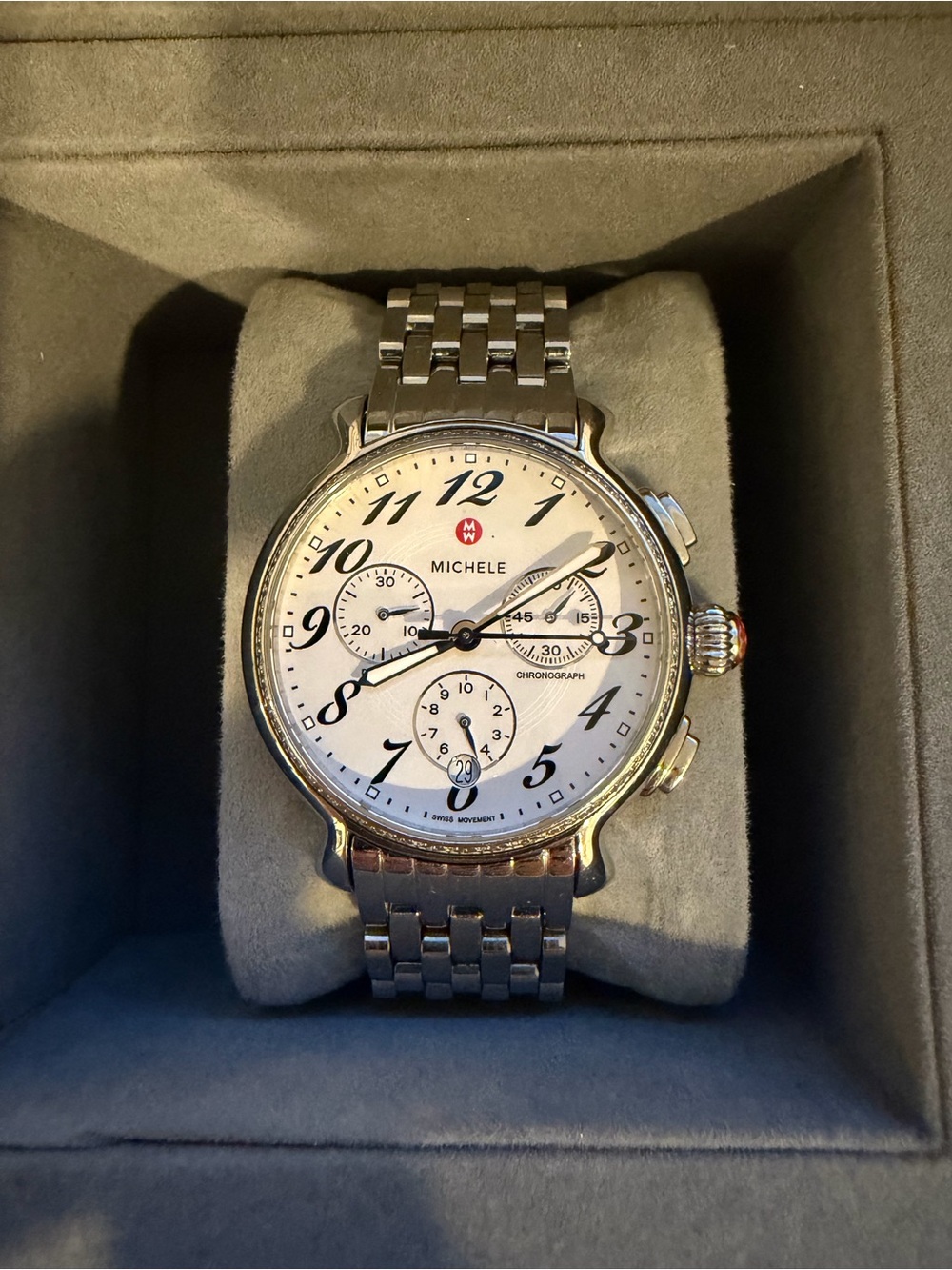Michele Fluette Diamond Chronograph Stainless Steel Women's Watch MWW24A000001